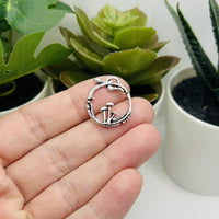 1, 4, 20 or 50 Pieces: Silver Round Mushroom Charms