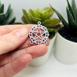 Silver Pentacle Pentagram Connector Charms, 27x24mm