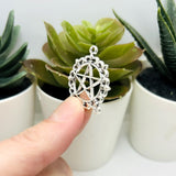 Silver Pentacle Pentagram Connector Charms, 27x24mm