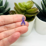 Purple Awareness Ribbon Charms, 19x8mm