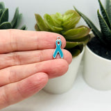 Teal Awareness Ribbon Charms, 19x8mm