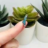 Teal Awareness Ribbon Charms, 19x8mm