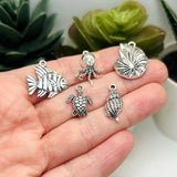 Antique Silver Ocean Marine Mix Charms, 54 Pieces - 9 styles