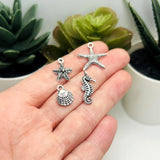 Antique Silver Ocean Marine Mix Charms, 54 Pieces - 9 styles