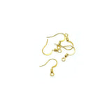 17mm gold plated flat French earring hooks for DIY jewelry making, handmade earrings, and jewelry repair.