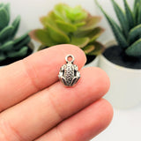 Small Silver Frog Charms, 9x13mm