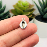 Small Silver Frog Charms, 9x13mm