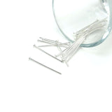 24mm 20 gauge silver plated head pins for jewelry making, earrings, charms, pendants, and DIY crafts.