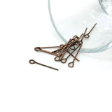 18mm 21 gauge antique copper eye pins for jewelry making, bead linking, earrings, necklaces, bracelets, and DIY crafts.
