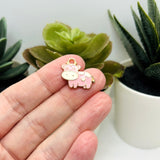 Pink Enamel Cow Charms, 16x18mm
