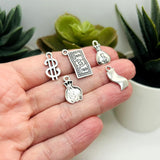 Silver Money Mix Charms, 120 Pieces - 6 styles