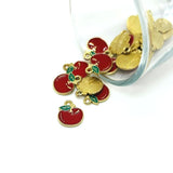 13x11mm enamel apple charms for jewelry making, earrings, bracelets, necklaces, keychains, teacher gifts, and DIY crafts.