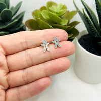 2 Sets Silver Stainless Steel Gingerbread Christmas Earrings