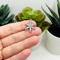 1, 4, 20 or 50 Pieces: Silver Rhinestone Snowflake Charms