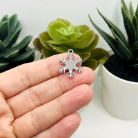 1, 4, 20 or 50 Pieces: Silver Rhinestone Snowflake Charms