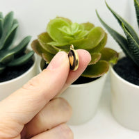 1, 4, 20 or 50 Pieces: Black and Gold Round Heart Charms - Double Sided