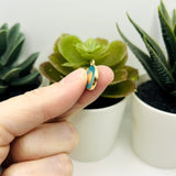 Aqua Blue and Gold Round Heart Charms, 16x13mm