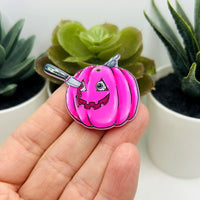 1, 4 or 20 Pieces: Pink Pumpkin Halloween Charm - Double Sided