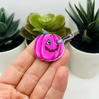 1, 4 or 20 Pieces: Pink Pumpkin Halloween Charm - Double Sided