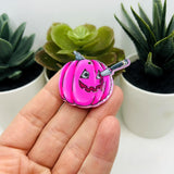 1, 4 or 20 Pieces: Pink Pumpkin Halloween Charm - Double Sided