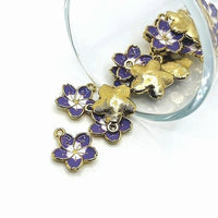 Purple and White Flower Charms, 16x13.5mm