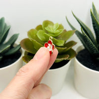 1, 4, 20 or 50 Pieces: Red and White Flower Charms