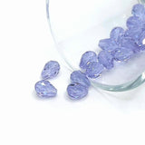6x8mm Teardrop Purple Imitation Crystal February Birthstone Beads