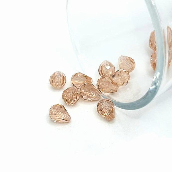 4, 20 or 50 Pieces: 6x8 mm Teardrop Light Pink Imitation Crystal October Birthstone Beads