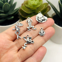 Antique Silver Frog Charms, 5 Styles