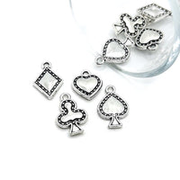 Silver Playing Card Suit Charms