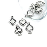 Silver Playing Card Suit Charms