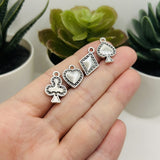 Silver Playing Card Suit Charms