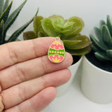 Pink and Green Easter Egg Charms, 22x14mm