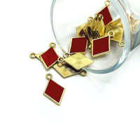 1, 4, 20 or 50 Pieces: Red Playing Card Diamond Charms