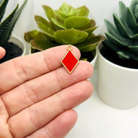1, 4, 20 or 50 Pieces: Red Playing Card Diamond Charms