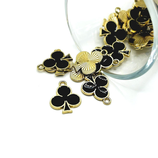 Black Playing Card Club Charms, 17.5x13.5mm