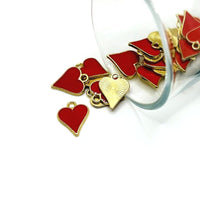 1, 4, 20 or 50 Pieces: Red Playing Card Heart Charms