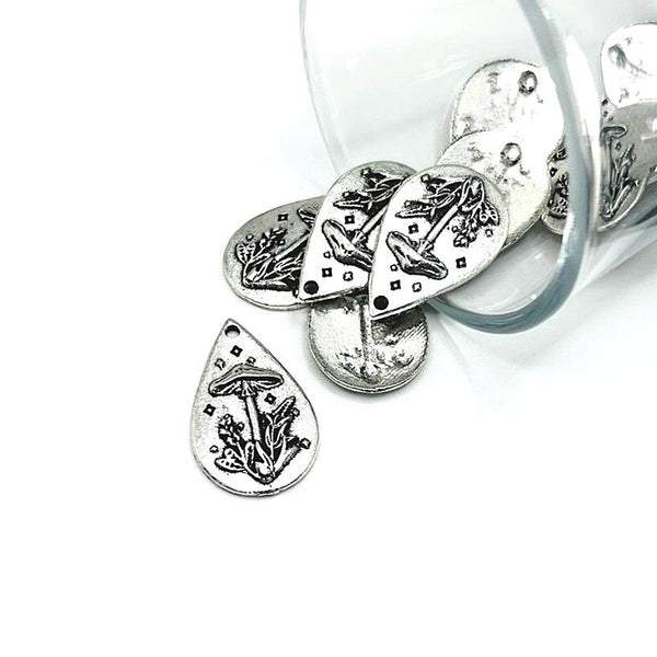 1, 4, 20 or 50 Pieces: Silver Mushroom Charms