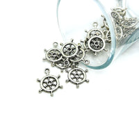 1, 4, 20 or 50 Pieces: Silver Nautical Ship Wheel Helm Charms