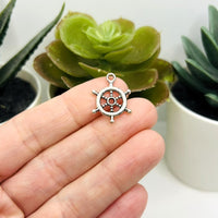 1, 4, 20 or 50 Pieces: Silver Nautical Ship Wheel Helm Charms