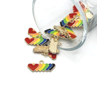 1, 4, 20 or 50 Pieces: Rainbow Pride Heart Charms