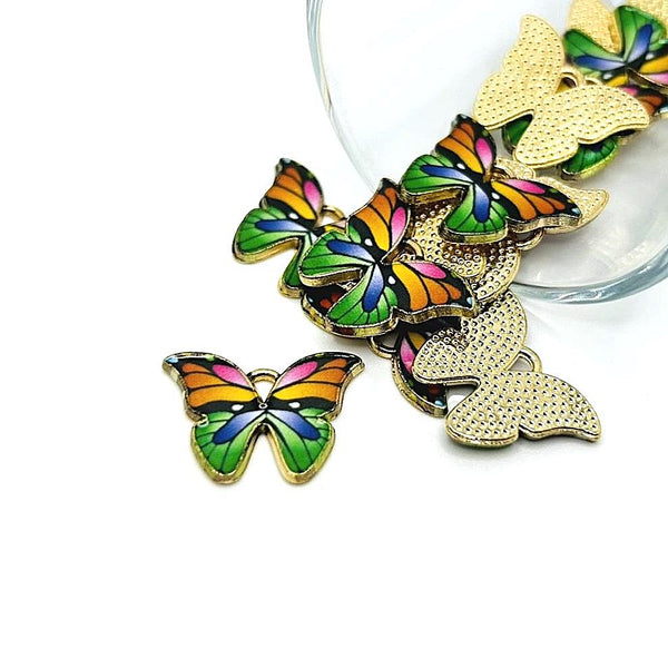 1, 4, 20 or 50 Pieces: Rainbow Enamel Butterfly Charms