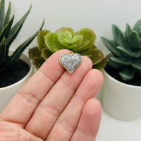 1, 4, 20 or 50 Pieces: Silver Glitter Heart Charms