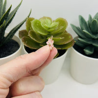 1, 4, 20 or 50 Pieces: Small Pink and Gold Flower Charms