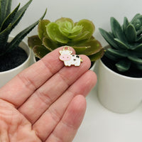 White Enamel Cow Charms, 17x19mm