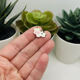White Enamel Cow Charms, 17x19mm