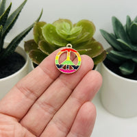1, 4, 20 or 50 Pieces: Rainbow Pride Peace Sign Charms