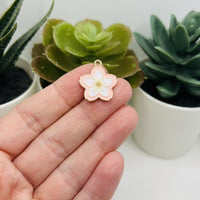 1, 4, 20 or 50 Pieces: Pink and White Flower Charms
