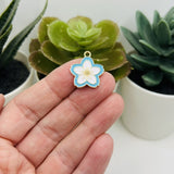 1, 4, 20 or 50 Pieces: Blue and White Flower Charms