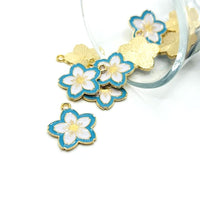 1, 4, 20 or 50 Pieces: Blue and White Flower Charms